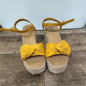 Yellow Knotted Platform Sandals